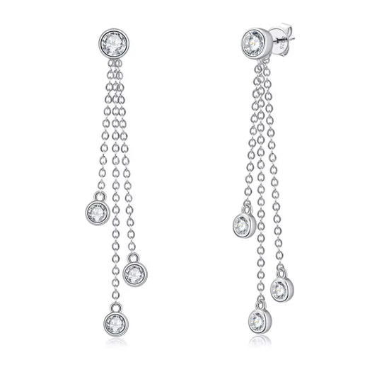 Sterling Silver Moissanite Drop Earrings
