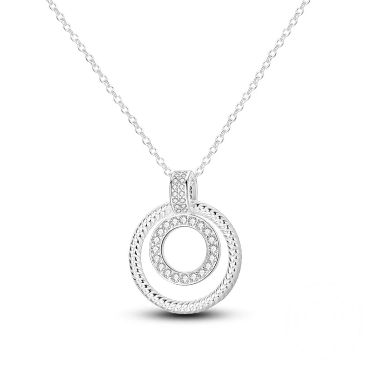 Sterling Silver Round Shape Charm Pendant Necklace