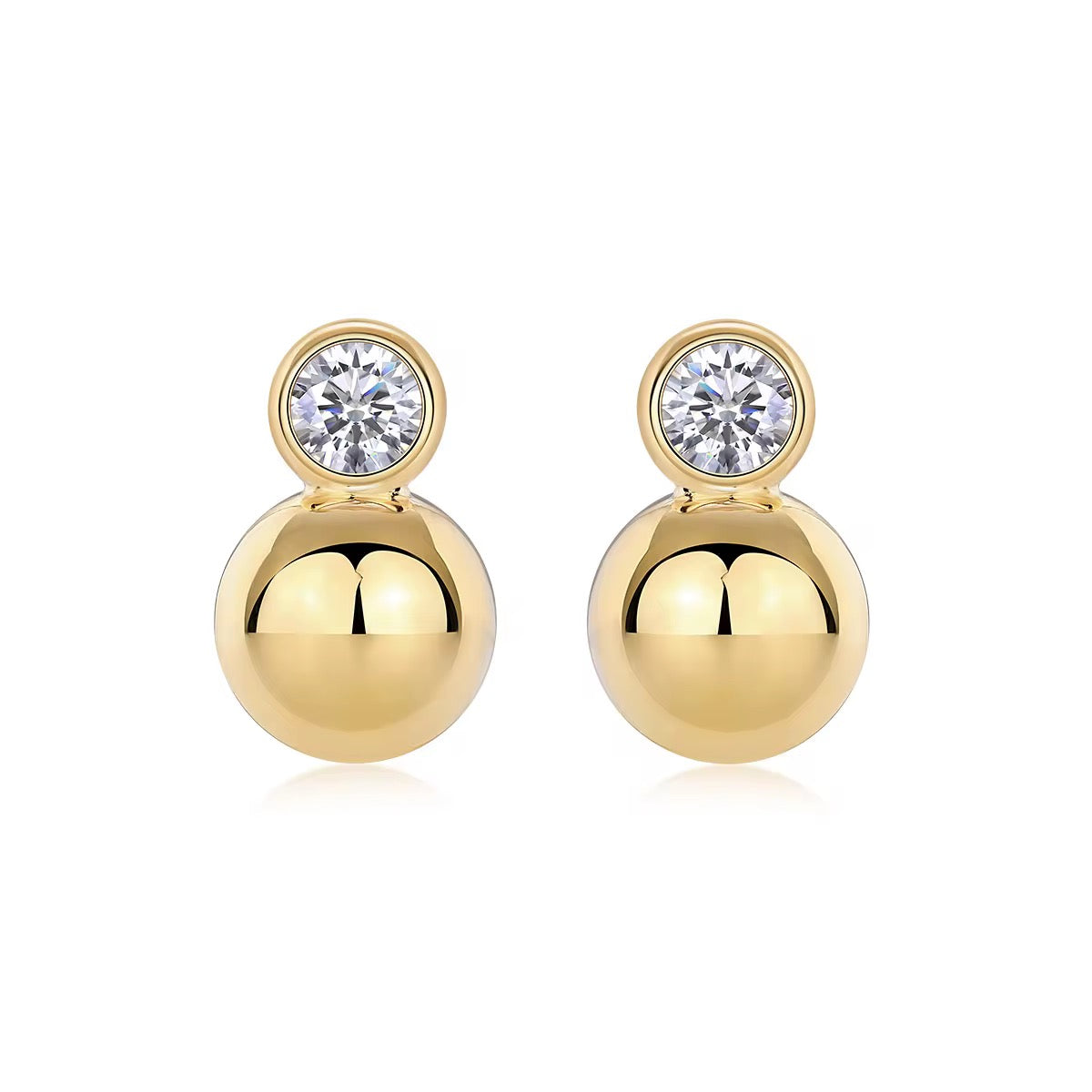 18K Gold Plated Sterling Silver Moissanite D Color Stud Earrings Christmas Collection