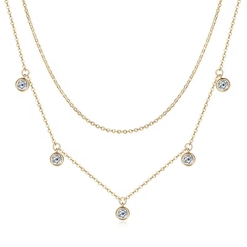 Sterling Silver Moissanite Multiple Stones Necklace