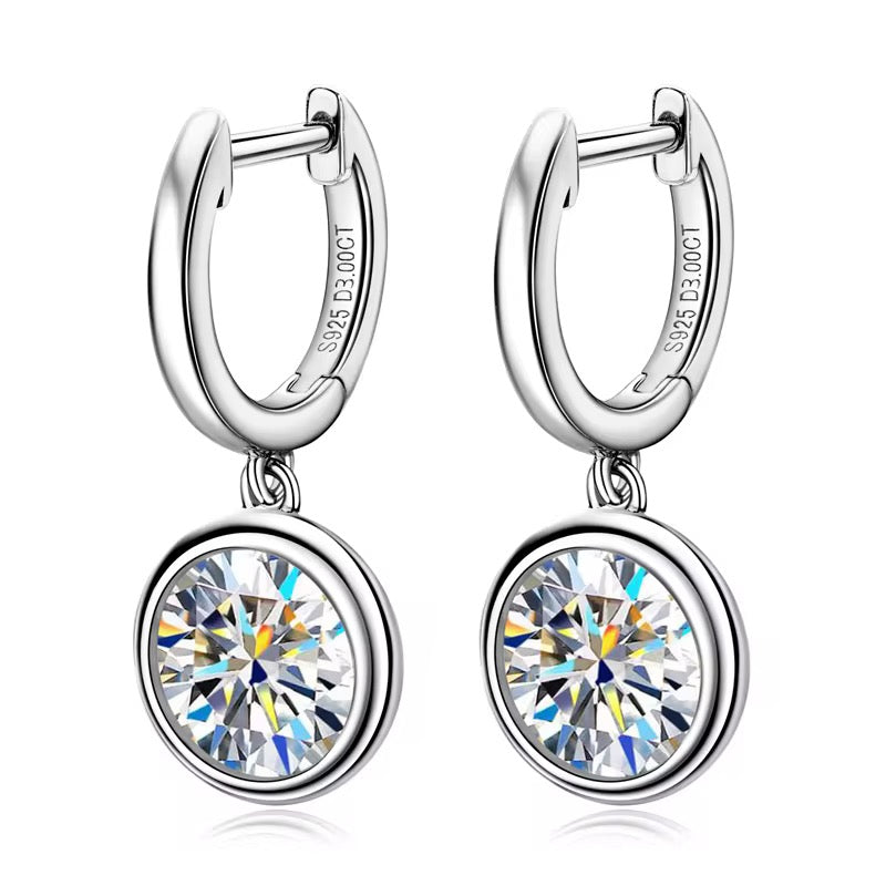 Sterling Silver Moissanite Hoop Style Drop Earrings