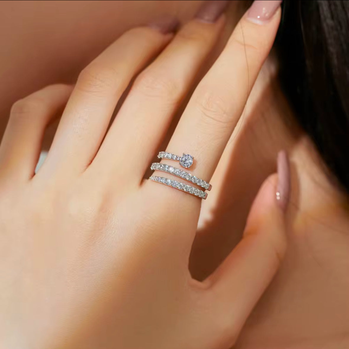 Sterling Silver Rhodium Plated Ring Cubic Zirconia