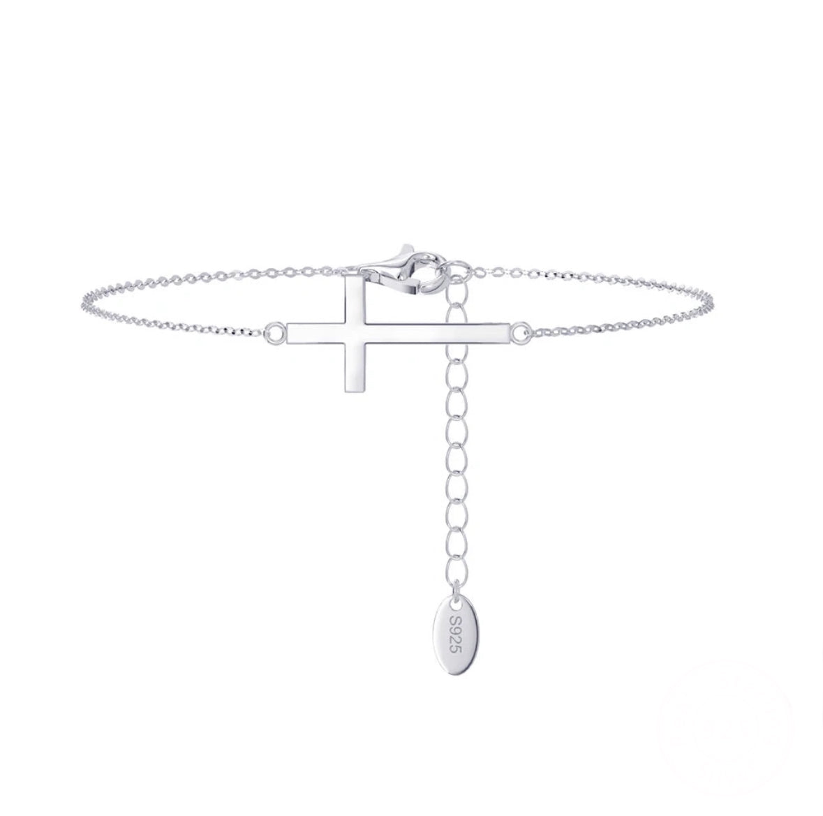 Sterling Silver & Gold Plated Cross Chain Bracelet for Women Adjustable