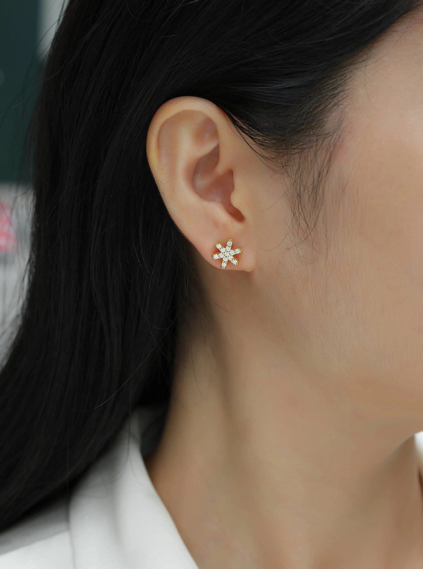 18K Gold Plated Sterling Silver Moissanite D Color Stud Earrings Christmas Collection