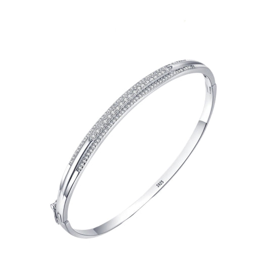 Sterling Silver Cubic Zirconia Charm Bracelet & Bangle For Women