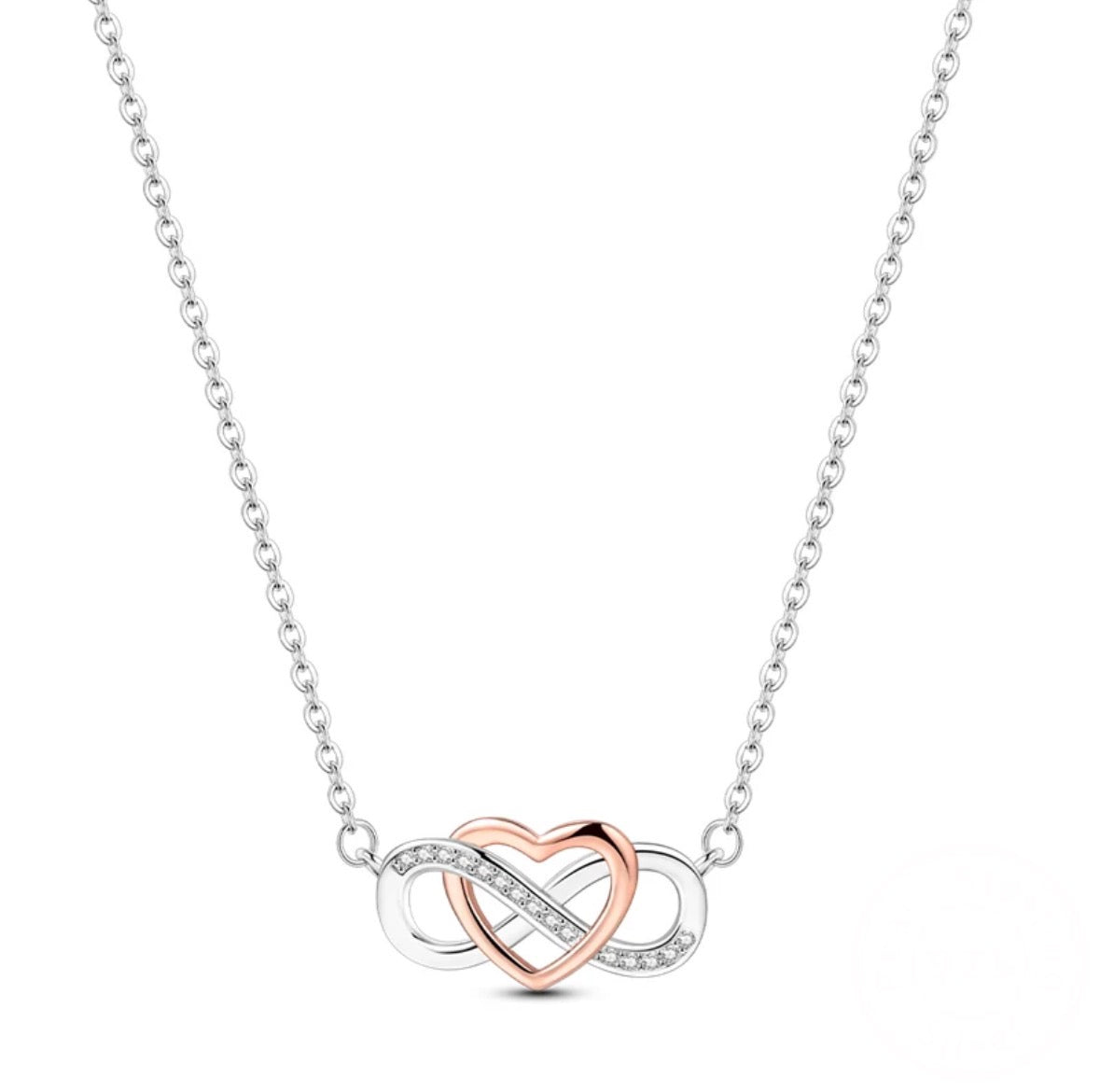 Sterling Silver Infinity Heart Charm Necklace