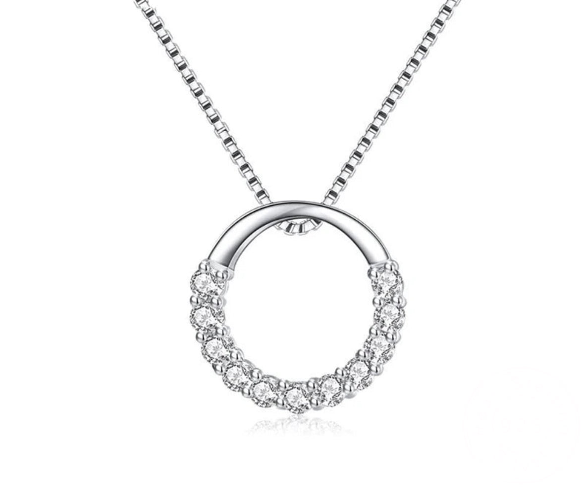 Round Shape Zirconium Pendant Necklaces Box Chain