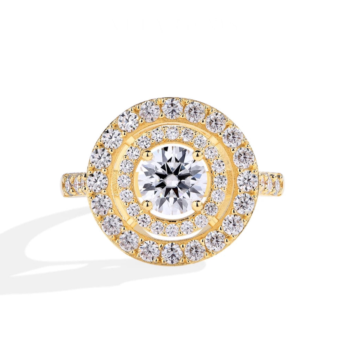 D Color Moissanite Ring Round Cut 1.0CT Sterling Silver Ring