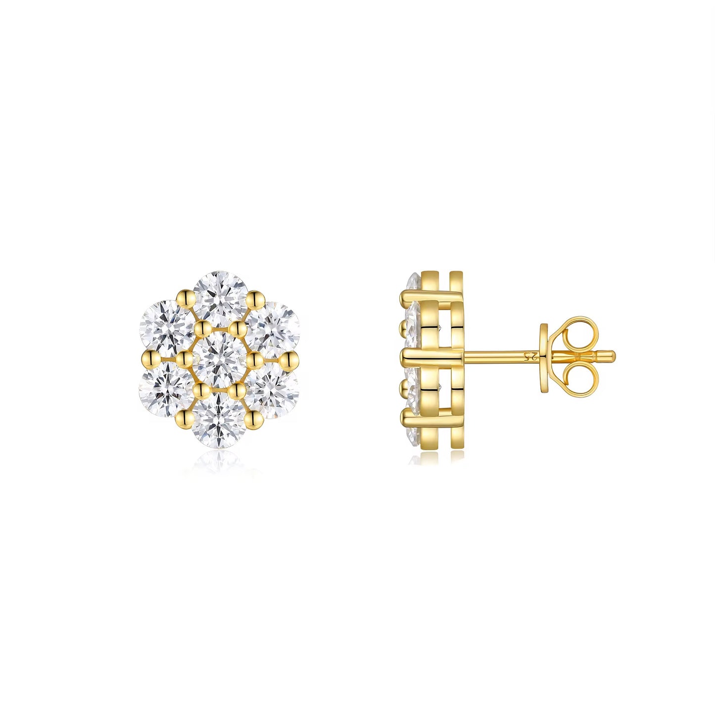 18K Gold Plated Sterling Silver Moissanite D Color Stud Earrings Christmas Collection