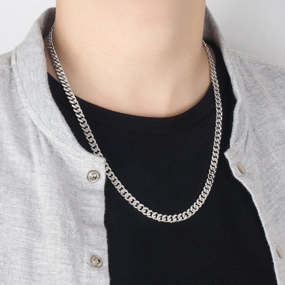Men's Original Silver Necklace Classic 6.5MM Cuban Chain Sterling Silver Necklace Collection Jewellery