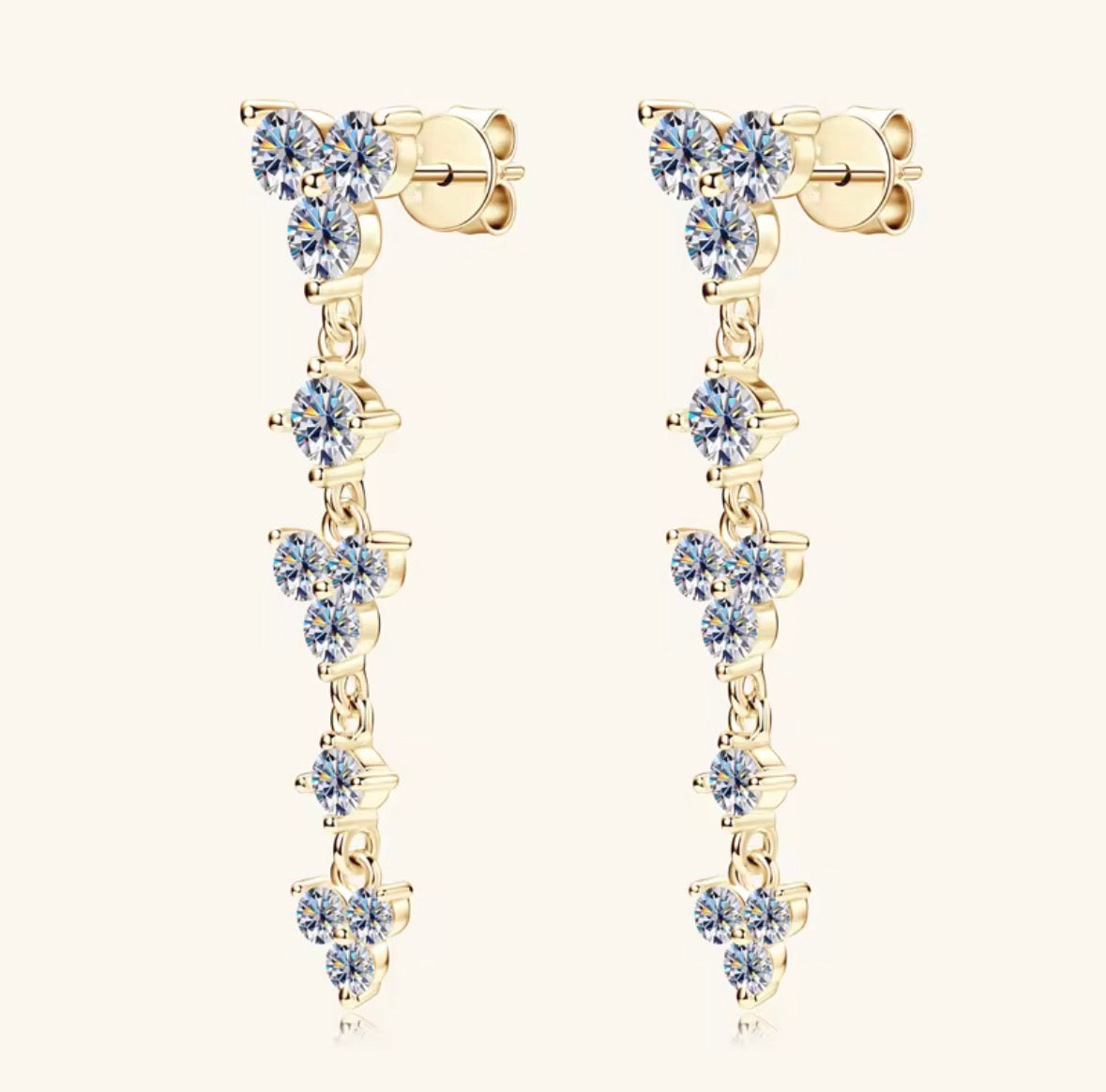 Sterling Silver Moissanite Multiple Stones Drop Earrings