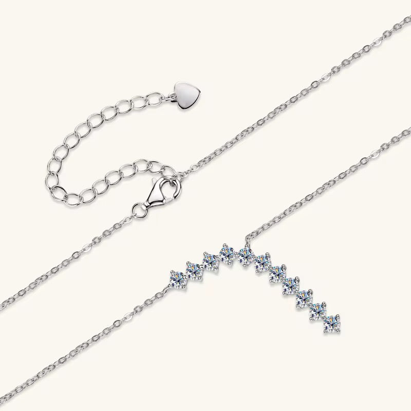 Sterling Silver Moissanite Multiple Stones Necklace