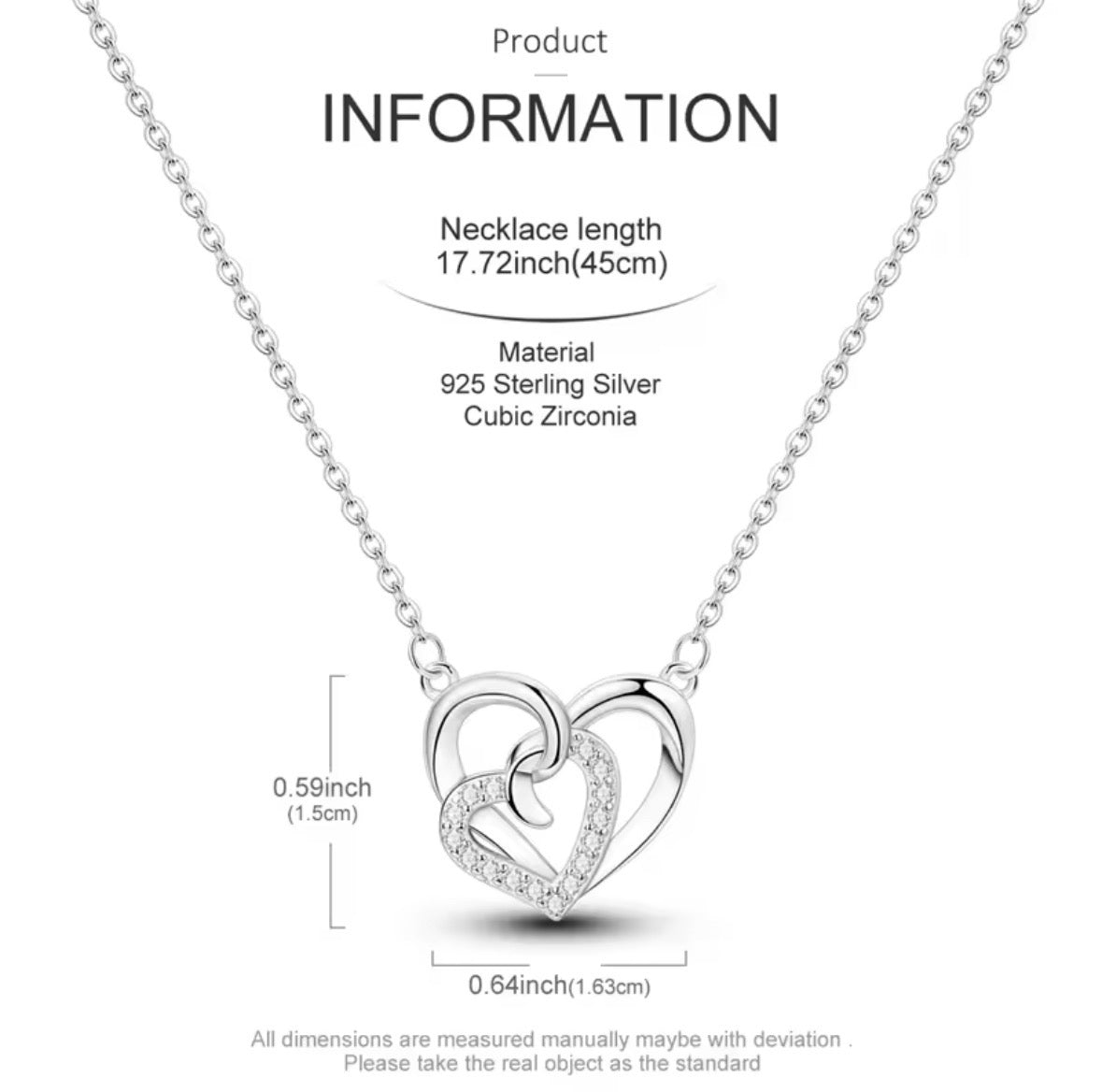 Sterling Silver Heart Charm Pendant Necklace