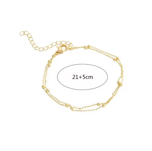 Double Layers Round Bead Anklet