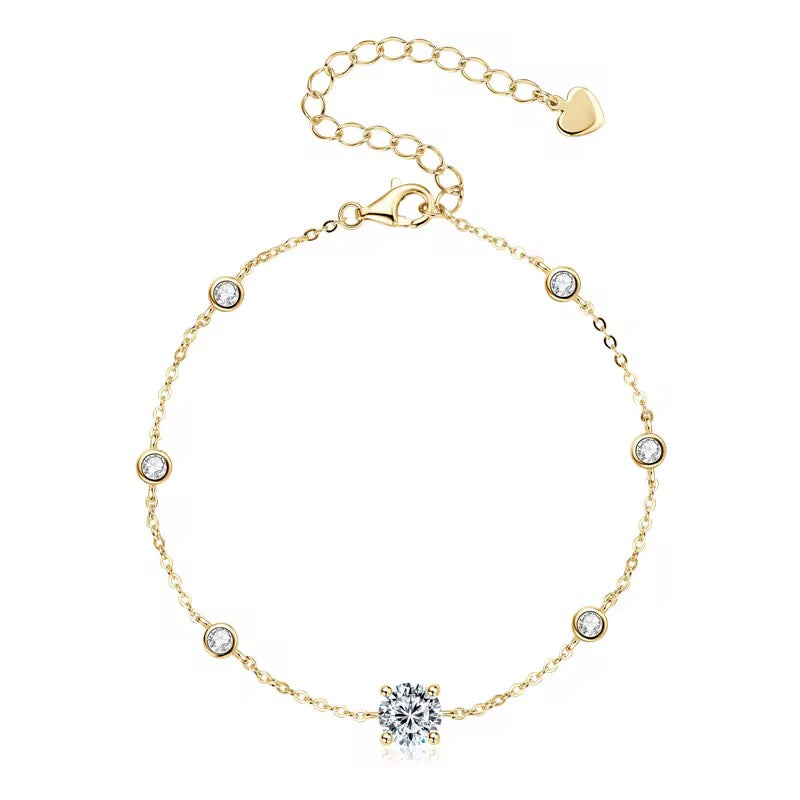 Sterling Silver Moissanite Round Bracelet