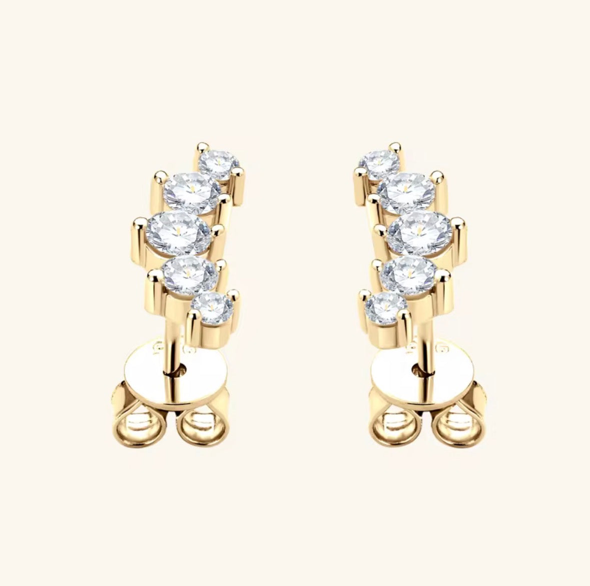 Sterling Silver Moissanite Stud Multiple Stones Earrings