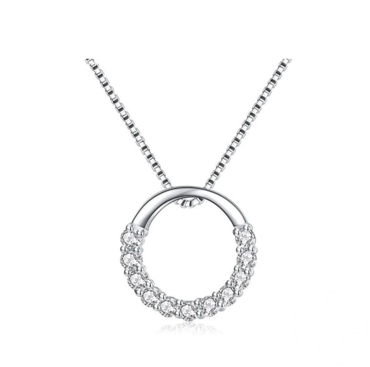Round Shape Zirconium Pendant Necklaces Box Chain