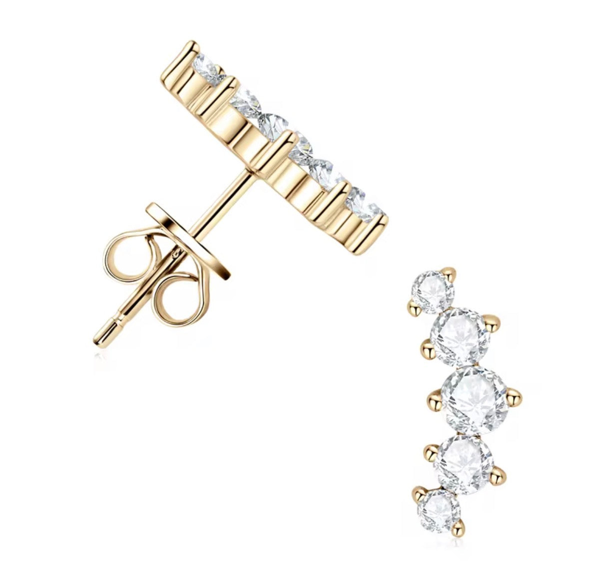 Sterling Silver Moissanite Stud Multiple Stones Earrings