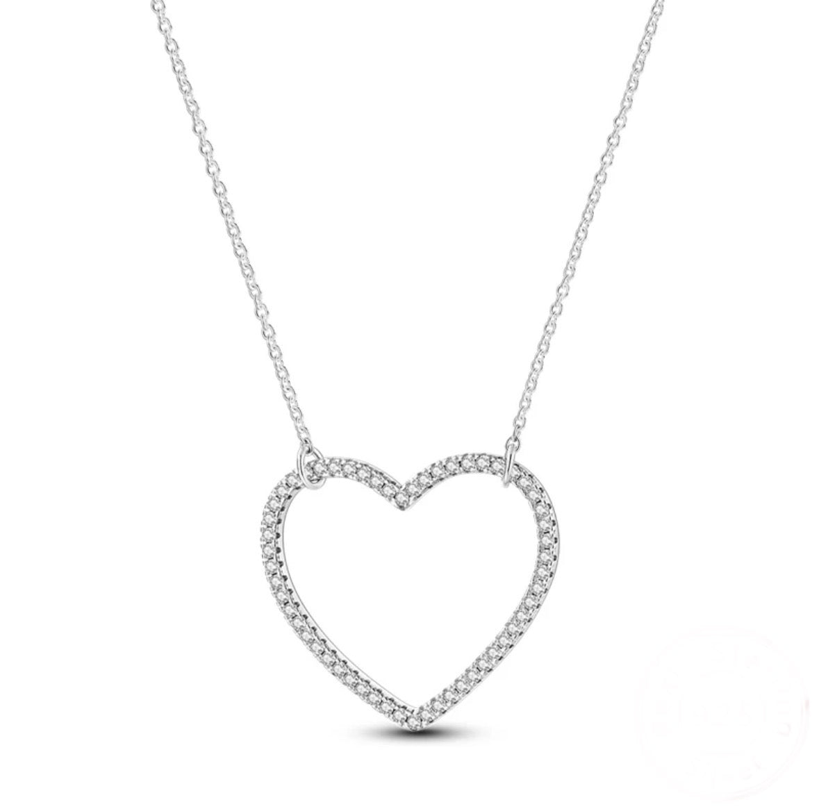 Sterling Silver Big Heart Charm Pendant Necklace