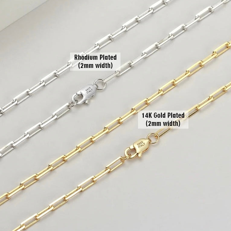 Sterling Silver Paperclip Necklace Chain for Women