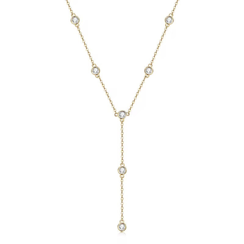 Sterling Silver Moissanite Drop Bezel Necklace