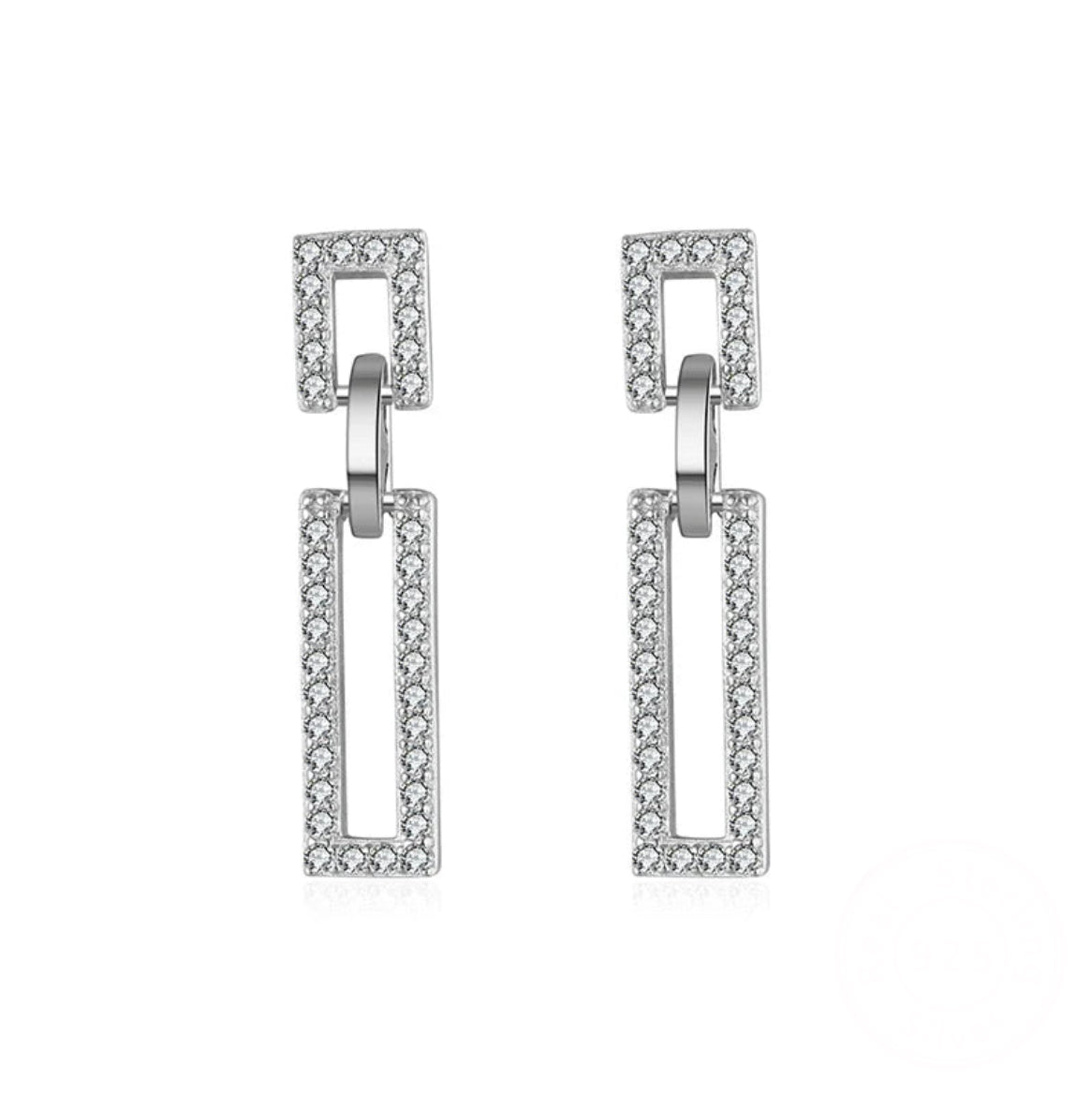 Sterling Silver Drop Earrings Rectangle Dangle For Women