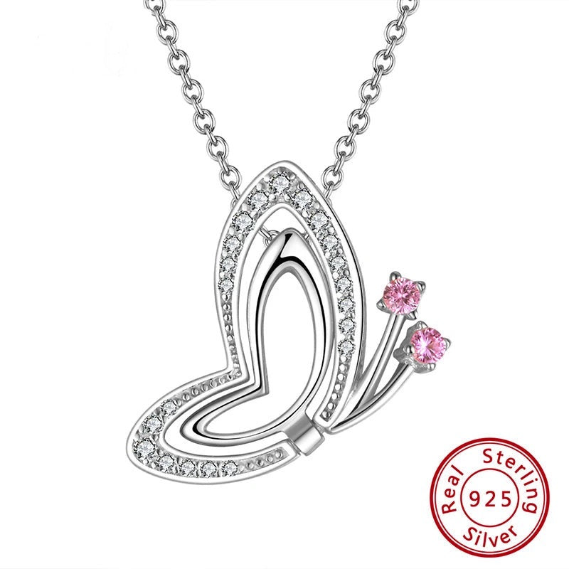 925 Sterling Silver Butterfly Necklaces Pendant 14K Gold plated Necklace for Women Jewellery