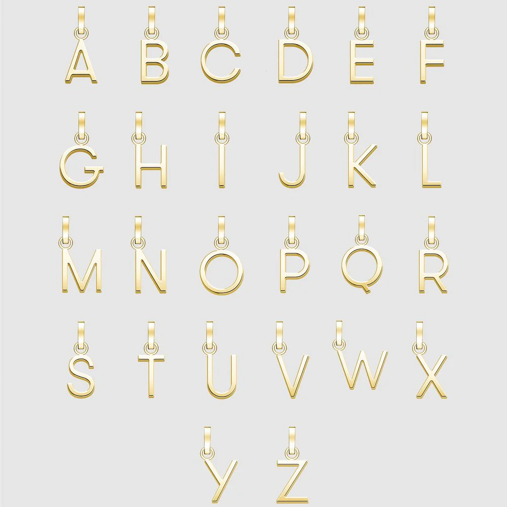 Initial A to Z letters In 10K 14K 18K Solid Gold