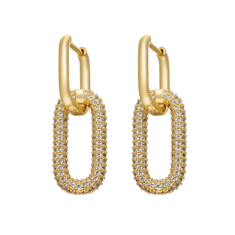 Gold Silver Color Rectangle Hoop Earrings for Women Jewellery