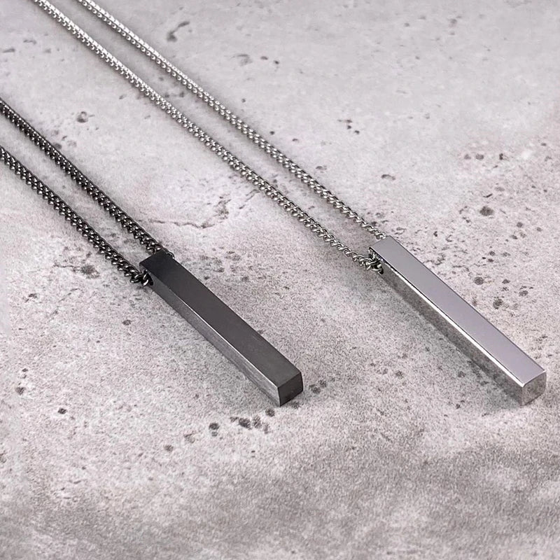 hot classic Rectangle Pendant Necklace men Stainless Steel Black color Cuban Chain Necklace For Men Jewelry
