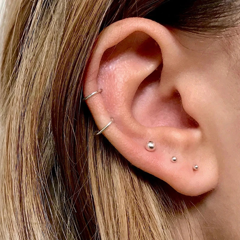 925 Sterling Silver Gold-plated 2/3/4mm Earrings Small Piercing Stud Earring for Women Fashion Jewelry