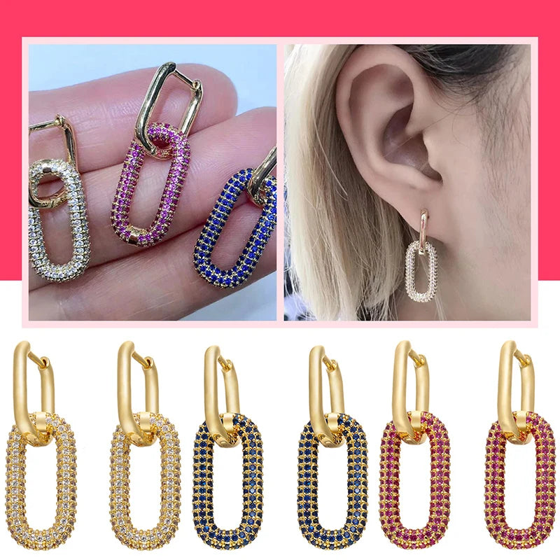 Gold Silver Color Rectangle Hoop Earrings for Women Jewellery