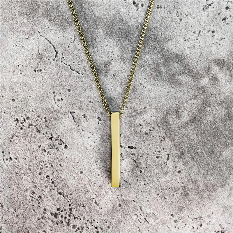 hot classic Rectangle Pendant Necklace men Stainless Steel Black color Cuban Chain Necklace For Men Jewelry