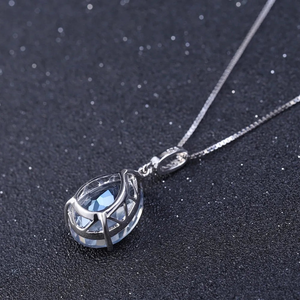 Natural Iolite Blue Mystic Quartz Pendant Necklace Sterling Silver Jewelry