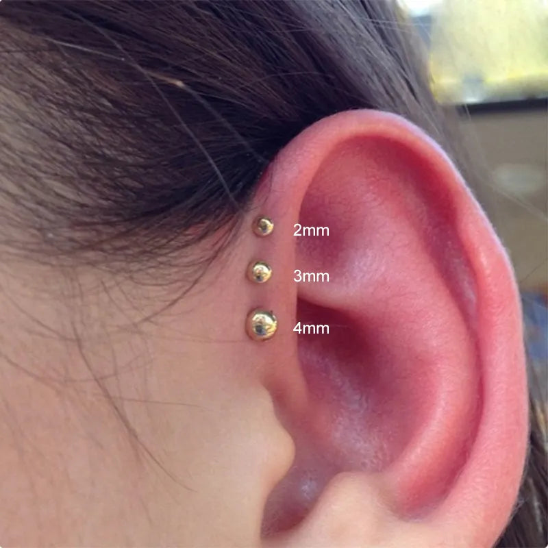 925 Sterling Silver Gold-plated 2/3/4mm Earrings Small Piercing Stud Earring for Women Fashion Jewelry