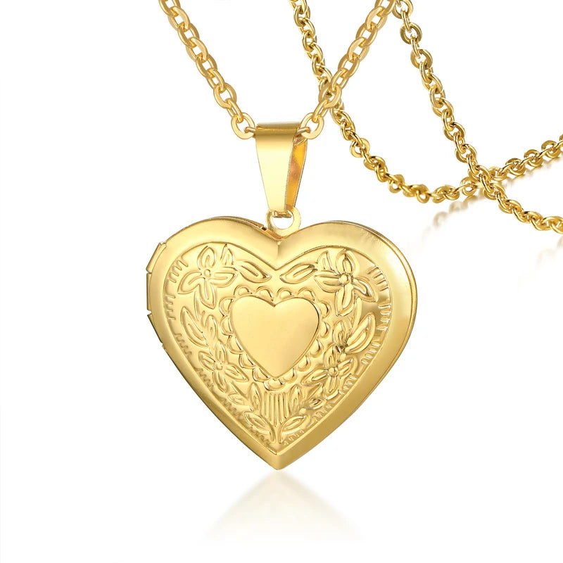 Heart Locket Pendants for Women Men Openable Photo Frame Stainless Steel Jewellery
