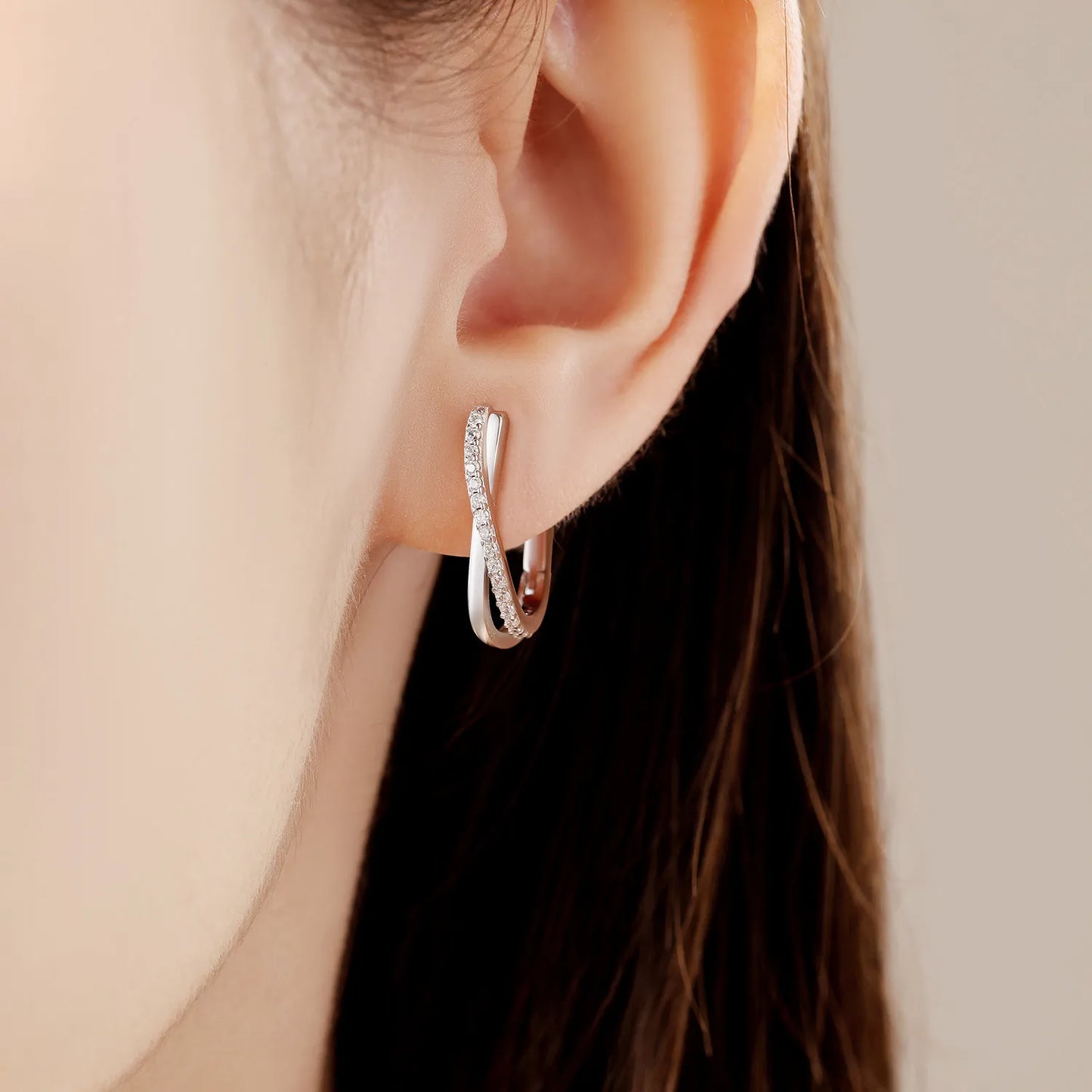 Sterling Silver Twisted Hoop Earrings For Women