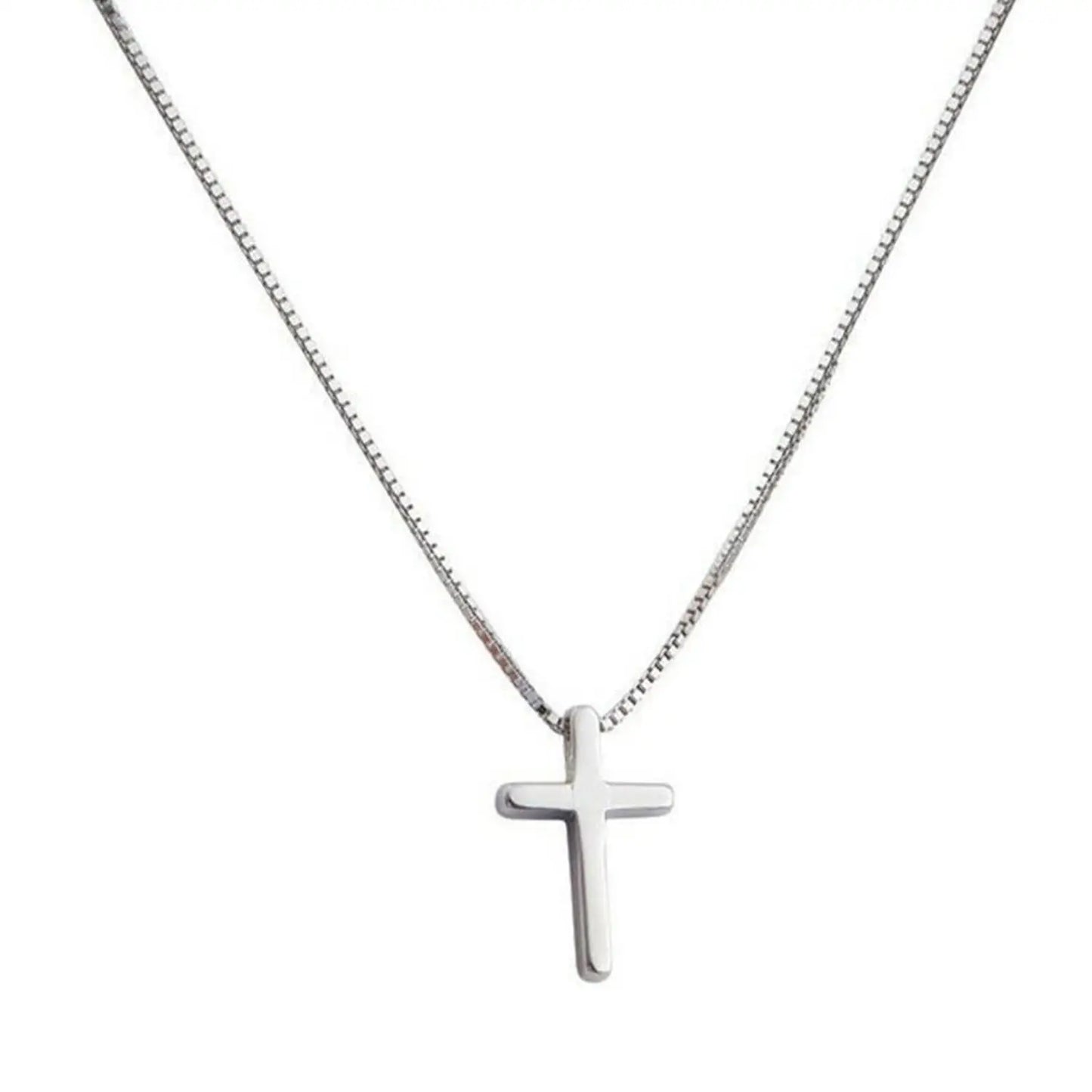 Silvery Cross Pendant Necklace
