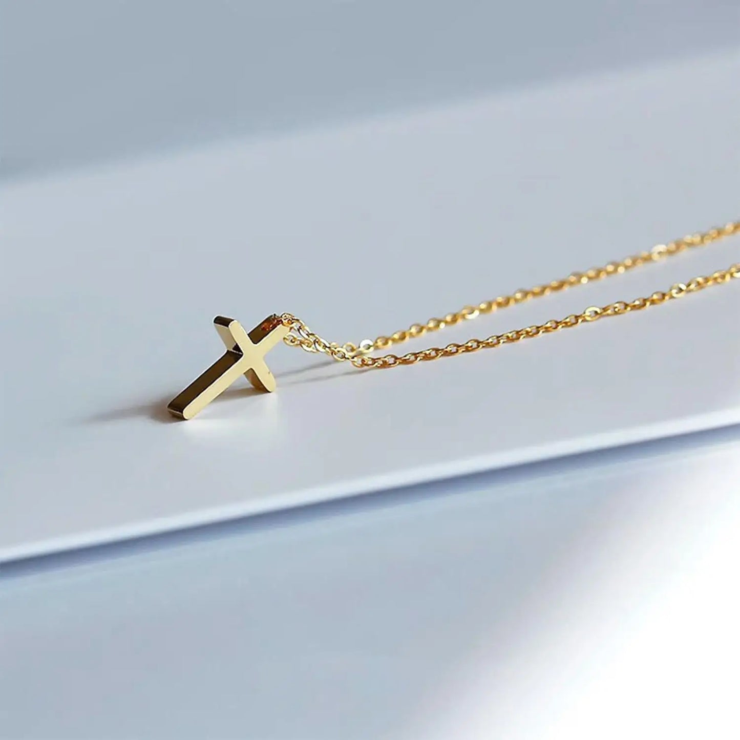 Silvery Cross Pendant Necklace