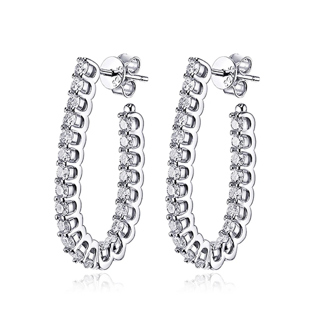 Moissanite Sterling Silver Hoop Huggie Style Stud Earrings