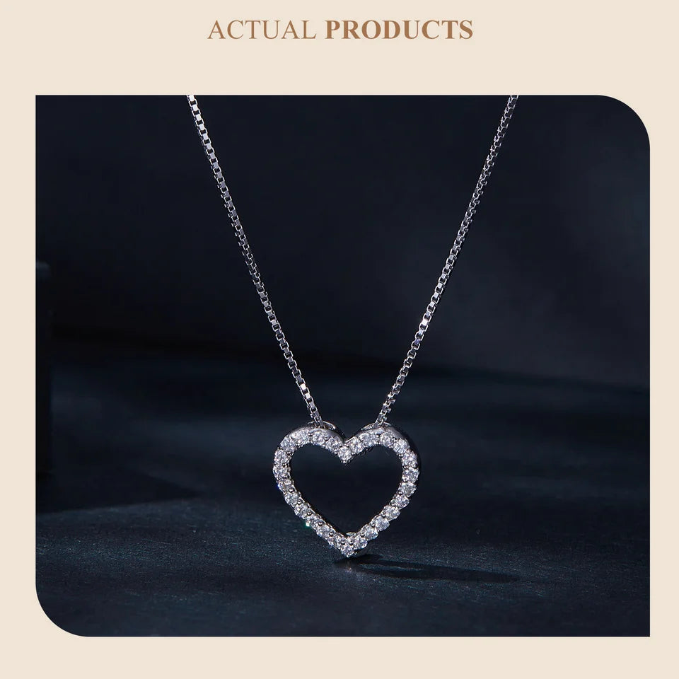 Heart Necklaces for Women, D Color VVS1 Moissanite 925 Sterling Silver Minimalist Heart Pendant Necklace