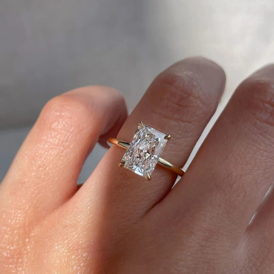Radiant Cut 1-3ct Moissanite Engagement Solitaire Metal Sterling Silver & Gold Plated Rings
