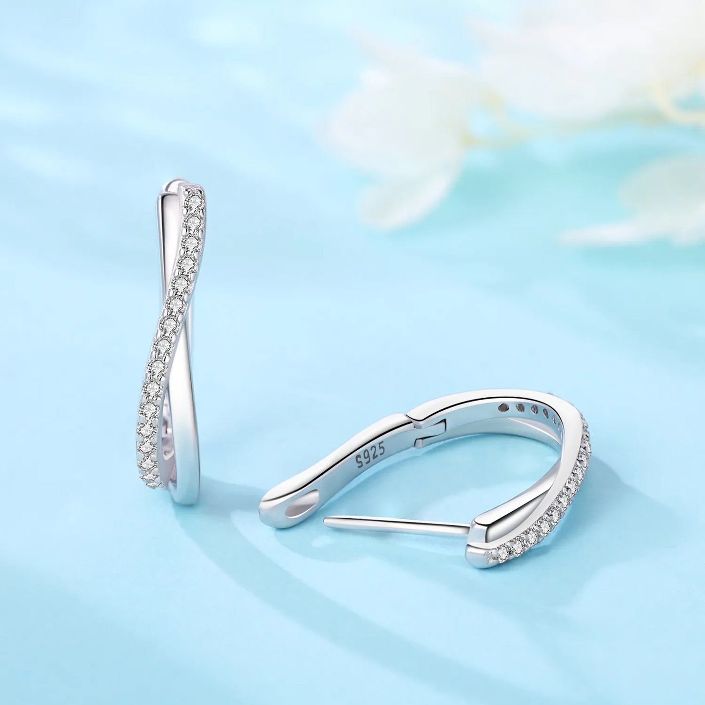 Sterling Silver Twisted Hoop Earrings For Women