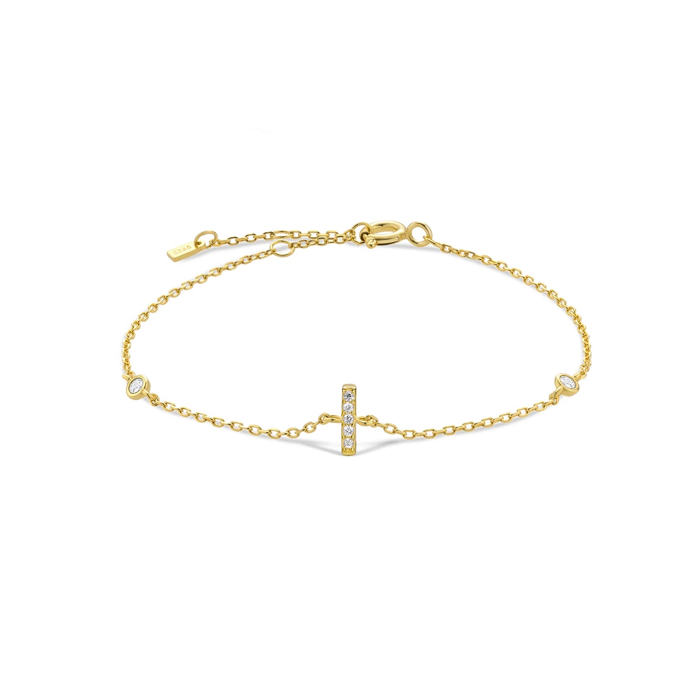 Sterling Silver Alphabet Monogram Letter A - Z Initial Charm Chain Bracelet