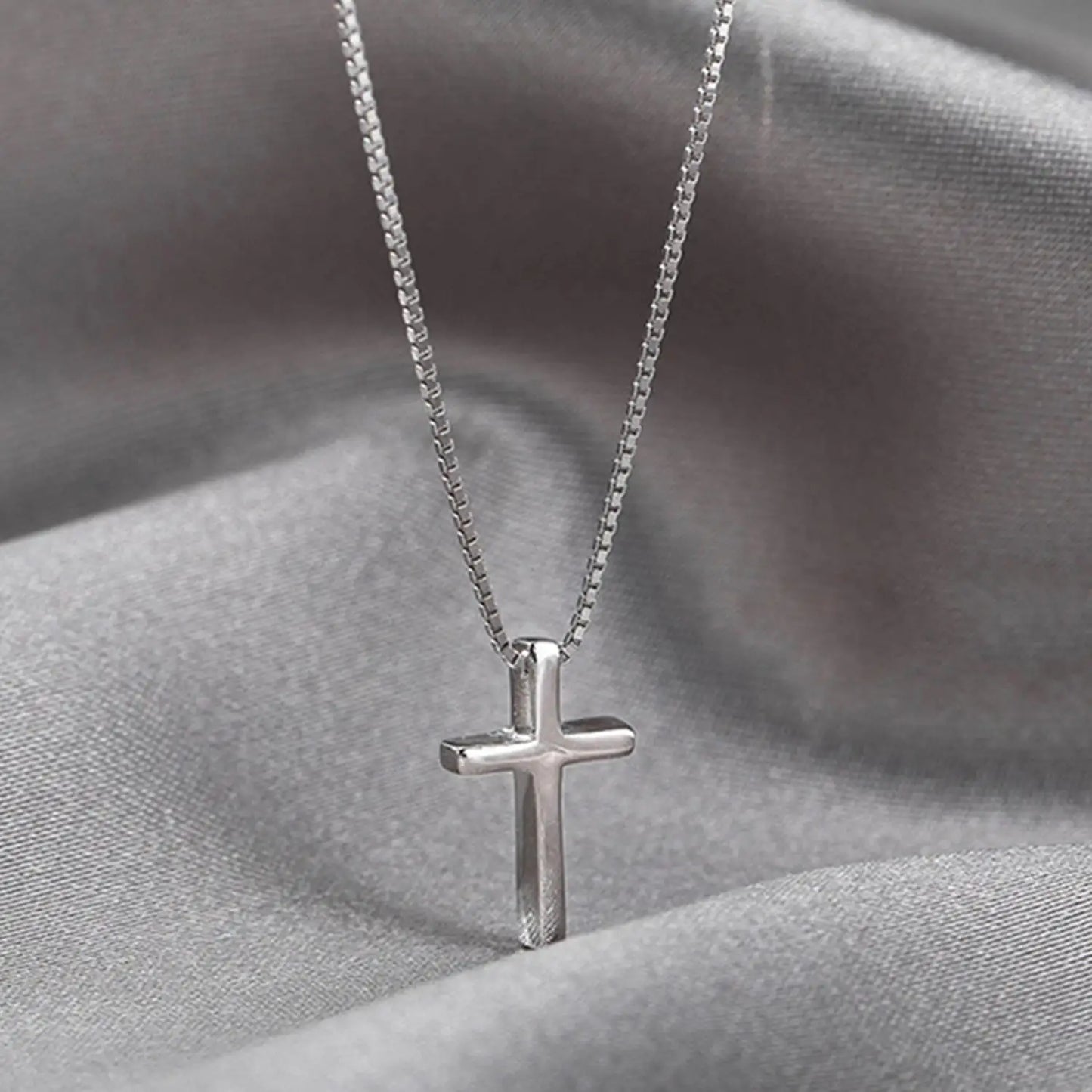 Silvery Cross Pendant Necklace