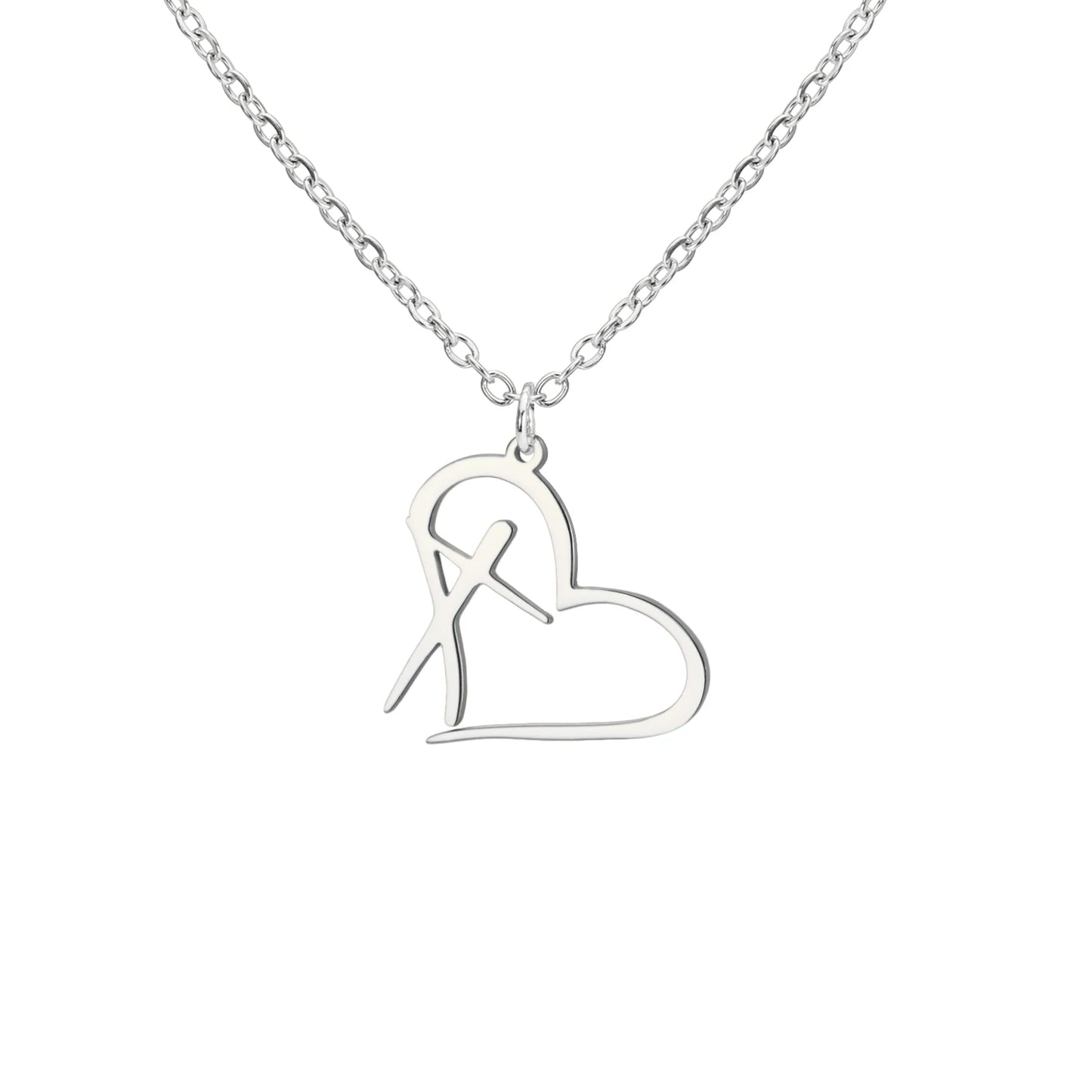 Heart-shaped Cross Necklace Stainless Steel Chain