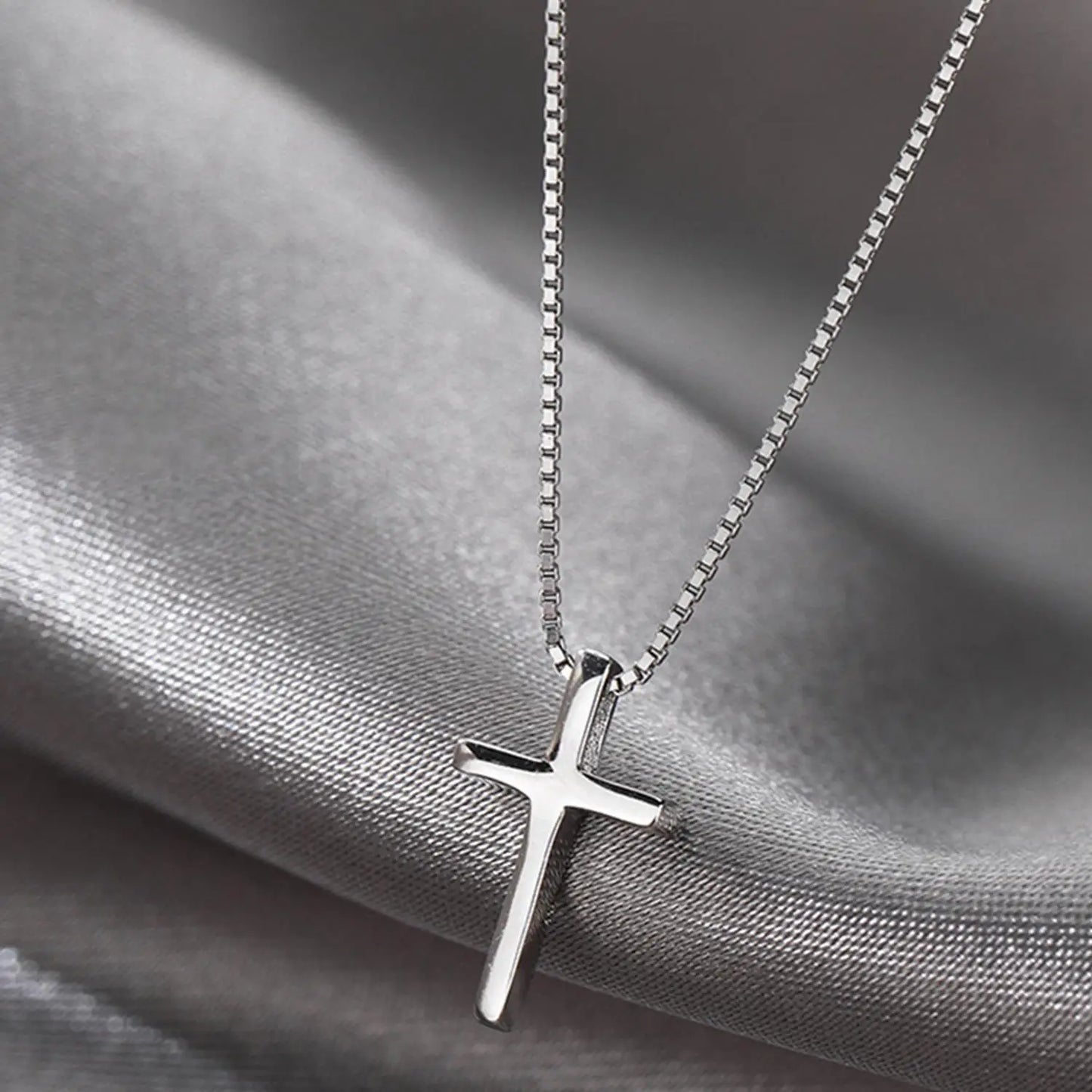 Silvery Cross Pendant Necklace