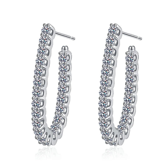 Moissanite Sterling Silver Hoop Huggie Style Stud Earrings