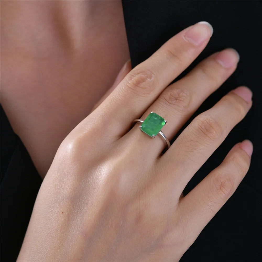 Emerald Zirconia Sterling Silver 4 Carat Rings For Women