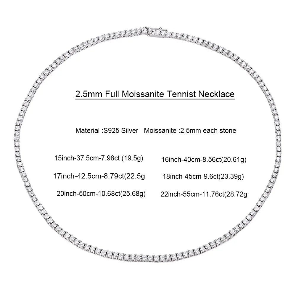 Moissanite D Color Tennis Necklace Sterling Silver